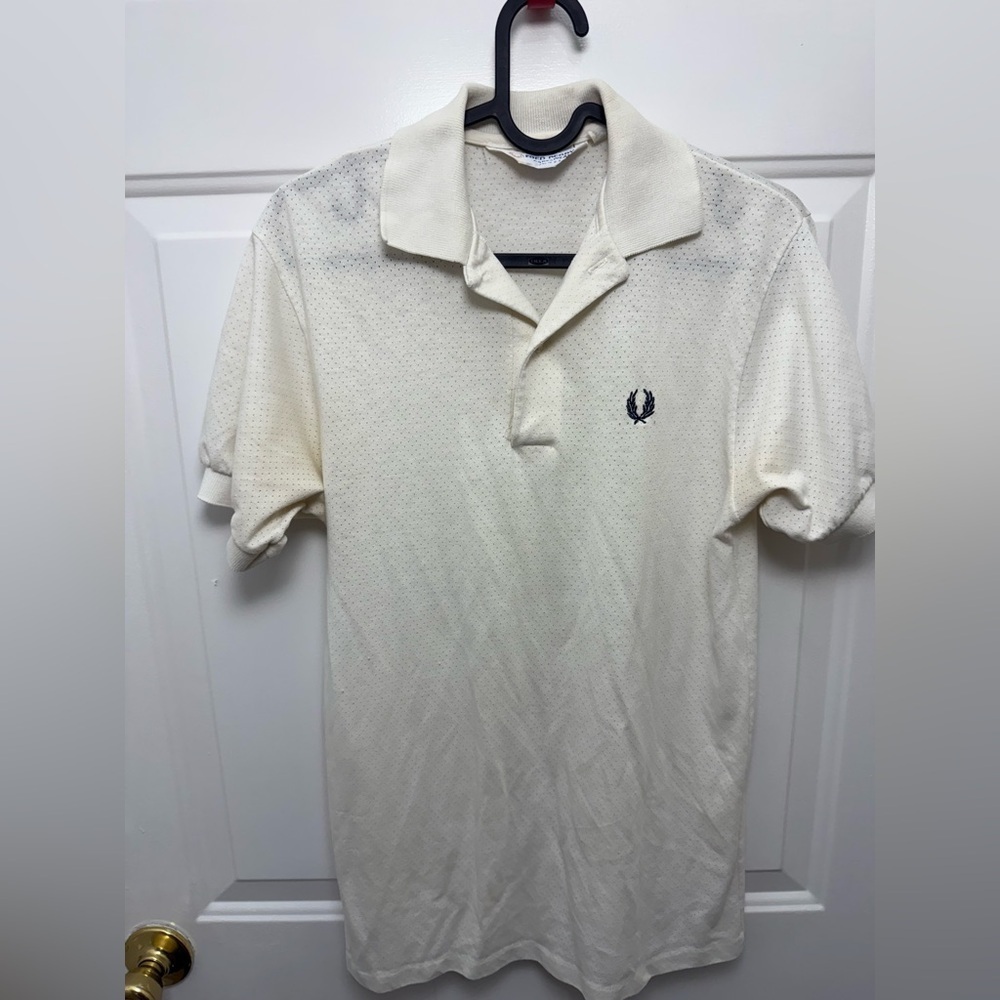 Unisex Vintage Fred Perry White Polo Size Medium Preppy Collegiate